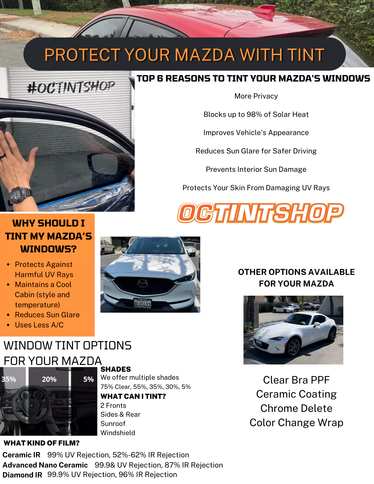 thumbnail image 2 of Precut Window Tint Kit For Mazda Protege 4dr 99-05 - Any Shade 2.5% To 70% - Precision Nano Carbon Film 2 of 5