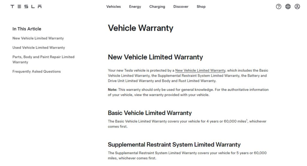What Tesla's Warranty Actually Says